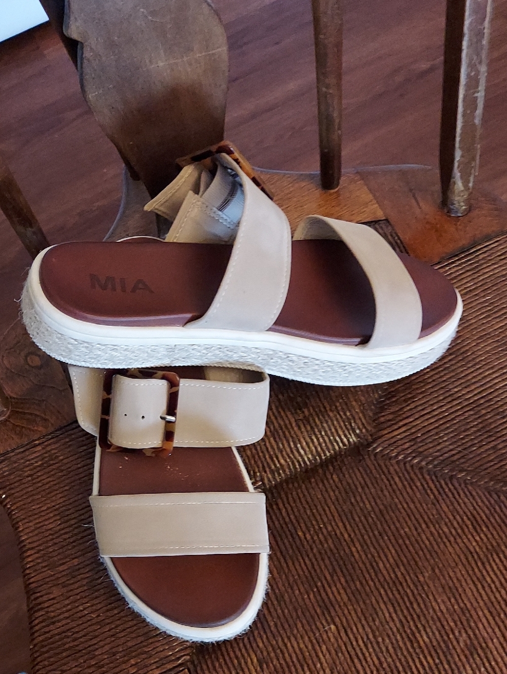 MIA Beige Double-Strap Slide Sandal with Buckle - Picture 7 of 7